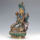 Chinese Antique Brass Hand - Carved Painted Buddism Bodhisattva Statue Green Tara Kwan-yin photo 5