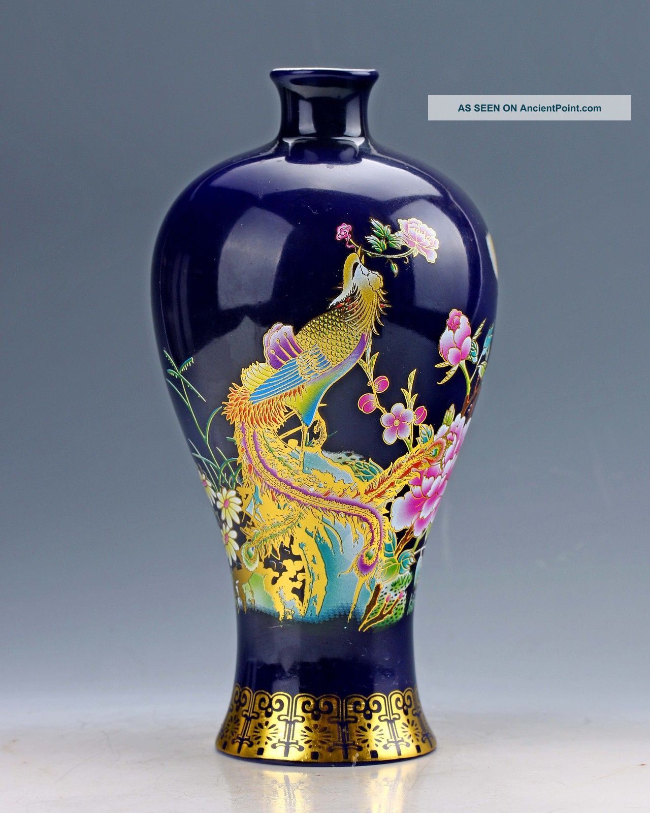 Chinese Jingdezhen Handwork Draw Porcelain Vase W Phoenix And Flower D1474 Vases photo