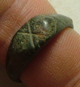 Rare Ancient Roman Legionary X Sun God Sol Invicto Cross Star Ring Artifact 3 Ad photo