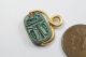 Antique Georgian 18k Gold Spinner Fob W/ Ancient Egyptian Faience Seal Egyptian photo 2