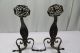 Antique Bronze And Wrought Iron Andirons Thistle And Rose Fireplaces & Mantels photo 5