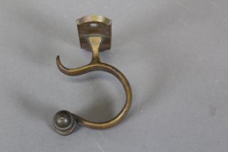 Rare 18th C American Brass Jamb Hook Great Design Old Surface Rare Acorn Finial photo