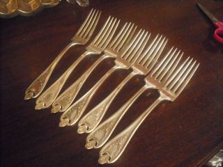 International Old Colony Silverplate Seven 7 Dinner Forks 7.  5 Inches photo