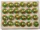 Card (24) 18mm Vintage Czech Deco Hand Painted Green Daisy Flower Glass Buttons Buttons photo 1