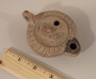 Ancient Antique Roman Clay Oil Lamp W/ Emperor Profile, photo