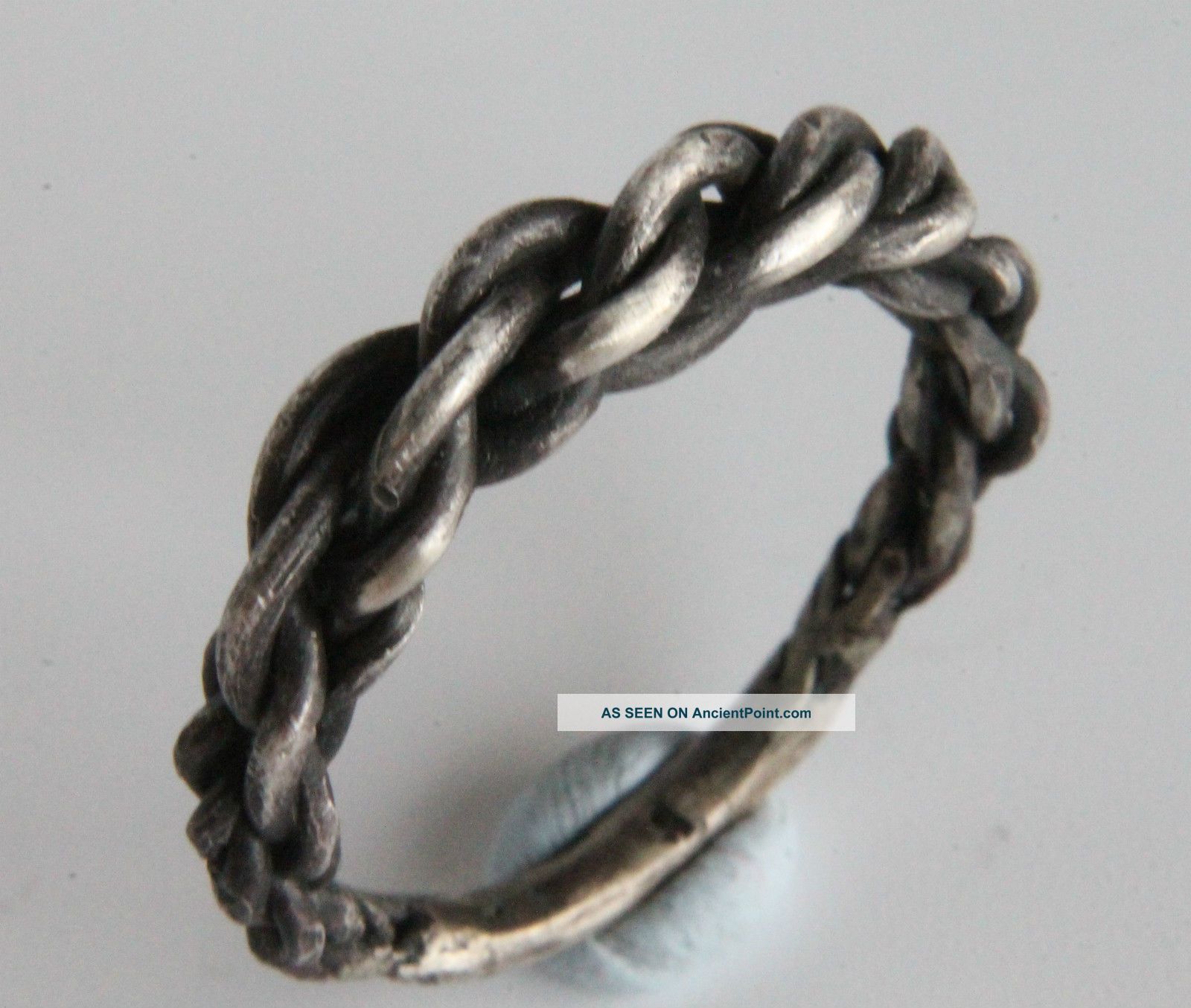 Ancient Viking Period Twisted Silver Knotted Ring Scandinavian Jewelry 1100 Ad Scandinavian photo
