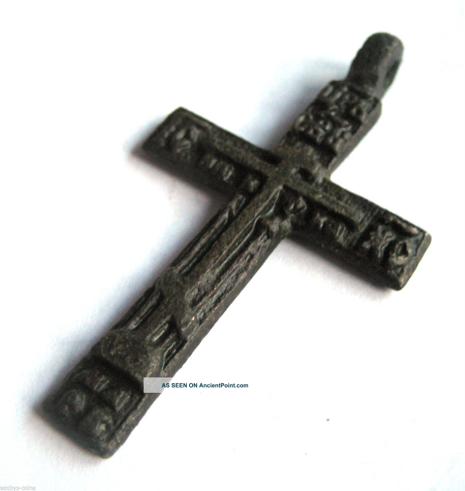 Circa.  1200 - 1400 A.  D Medieval Period Ae Bronze Cross Pendant British photo