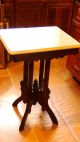 Antique Victorian Eastlake Walnut Carved Marble Top Lamp Table 1800-1899 photo 1