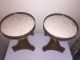 Pair Vintage Hollywood Regency Marble Top Occasional Side Tables Taboret Stands Post-1950 photo 2
