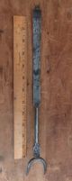 Antique Early 1800s Decorated Hand Wrought Iron Flesh Hearth Fork Folk Art 1 Primitives photo 1