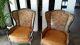 Exquisite Conac Italian Lamb Skin Leather Chippendale Style Wing Chairs Post-1950 photo 7