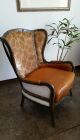 Exquisite Conac Italian Lamb Skin Leather Chippendale Style Wing Chairs Post-1950 photo 8