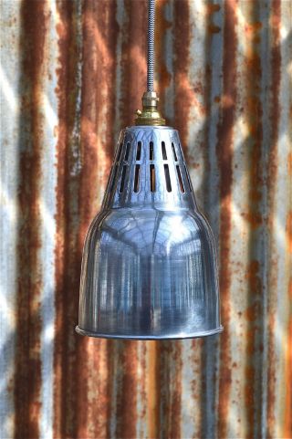 Urban Chic Polished Metal Hanging Vented Light Pendant Shade Ceiling Lamp Ucpg3 photo