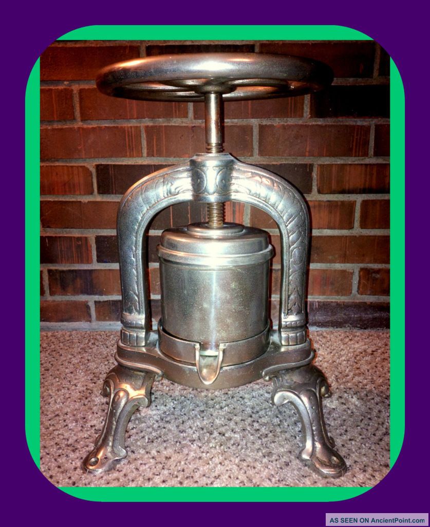 Rare Duck Press,  1900 French Antique / Vintage,  Rare Culinary Table Side Press Meat Grinders photo