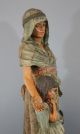 Large 27in Antique 19thc White Terracotta Hand Tooled Orientalist Mother & Son Aesthetic Movement photo 10