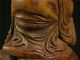 Antique Chinese Bamboo Root Carved Statue Damo Buddha Holding Ruyi Auspicious Buddha photo 6