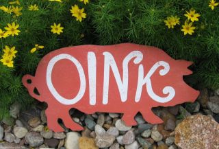 Wood Pig Piggy Oink Sign Primitive/french Country Farmhouse Kitchen Wall Decor photo