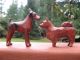 2 Tiny Vintage Wooden Dog Figurines Hand Carved Spitz Terrier Antique Folk Art Primitives photo 2