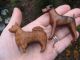 2 Tiny Vintage Wooden Dog Figurines Hand Carved Spitz Terrier Antique Folk Art Primitives photo 5