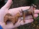 2 Tiny Vintage Wooden Dog Figurines Hand Carved Spitz Terrier Antique Folk Art Primitives photo 6