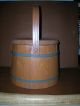 Maine Bucket Co.  Wood Metal Banded Stained W/ Lid & Wood Handle Rustic Primitive Primitives photo 3