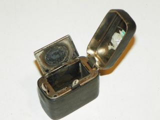 Antique Traveler Inkwell - - Traveling Travel Portable Snap Lock Ink Bottle Well photo