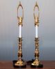 Pair Colonial Williamsburg Style Brass Candlesticks Lamps Baroque Octagonal Lamps photo 1