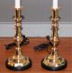 Pair Colonial Williamsburg Style Brass Candlesticks Lamps Baroque Octagonal Lamps photo 2