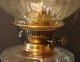 A Large Rouge Marble,  Brass & Glass Oil Lamp With Shade & Glass Font Edwardian (1901-1910) photo 2