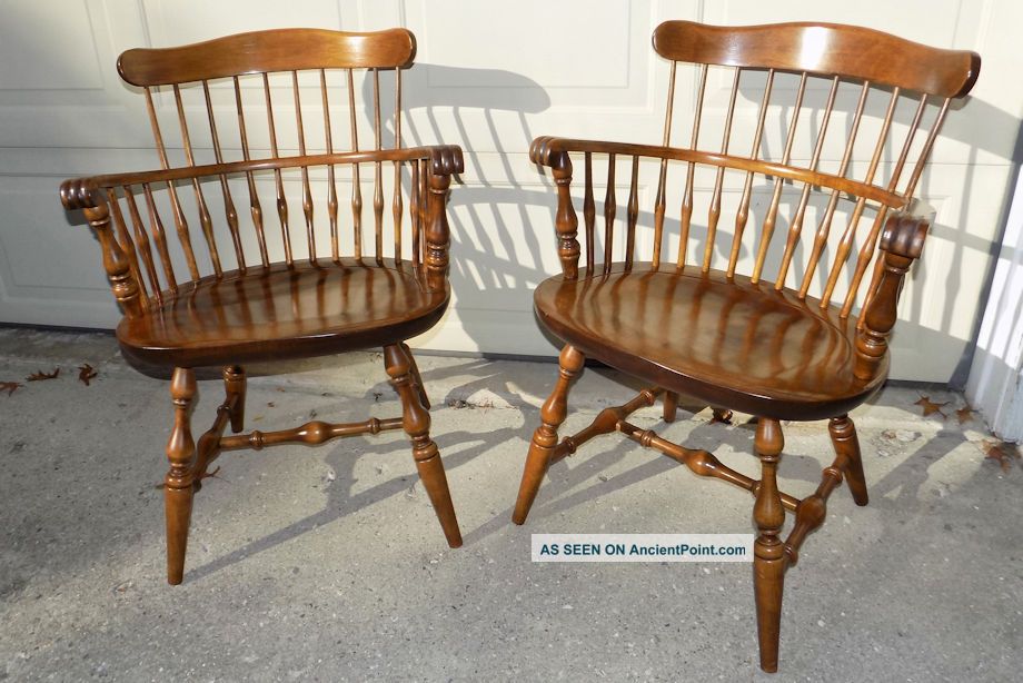 Nichols & Stone Solid Maple Windsor Style Arm Chairs 445 180 Post-1950 photo