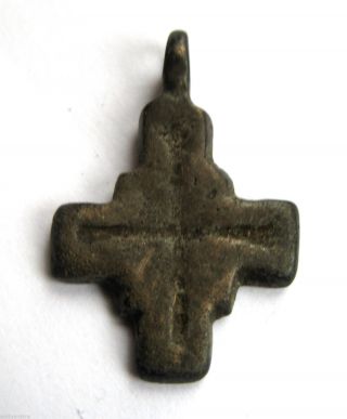 Circa.  1300 A.  D Medieval Period Ae Bronze Cross Pendant photo