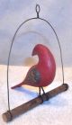 A.  Kohr Carved & Painted Wood Pa Folk Art Bird On A Swing Lancaster Co.  2 Carved Figures photo 1