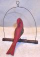 A.  Kohr Carved & Painted Wood Pa Folk Art Bird On A Swing Lancaster Co.  2 Carved Figures photo 2