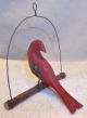 A.  Kohr Carved & Painted Wood Pa Folk Art Bird On A Swing Lancaster Co.  2 Carved Figures photo 3
