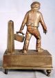 Gilt Bronze Figurine Box Matchsafe Match Box Shoe Shine Boy Austria Cobbler Metalware photo 3