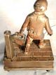 Gilt Bronze Figurine Box Matchsafe Match Box Shoe Shine Boy Austria Cobbler Metalware photo 4