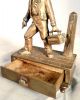 Gilt Bronze Figurine Box Matchsafe Match Box Shoe Shine Boy Austria Cobbler Metalware photo 6