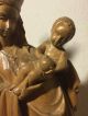 Antique Hand Carved Wood Gothic Virgin Mary Our Lady Madonna & Jesus Statue Carved Figures photo 9