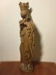Antique Hand Carved Wood Gothic Virgin Mary Our Lady Madonna & Jesus Statue Carved Figures photo 3