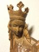 Antique Hand Carved Wood Gothic Virgin Mary Our Lady Madonna & Jesus Statue Carved Figures photo 8