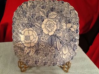 Vintage Tiffany & Co Johnson Blue Chintz Liberty Square Salad Plate 2 Plates photo