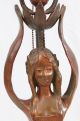 Antique Copper Woman Figural Table Lamp Jeweled Shade Art Nouveau Deco Lamps photo 5