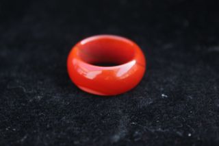 China Liao Ning Pure Natural Agate Chalcedony Jade Jadeite Hand - Carved Ring H18 photo