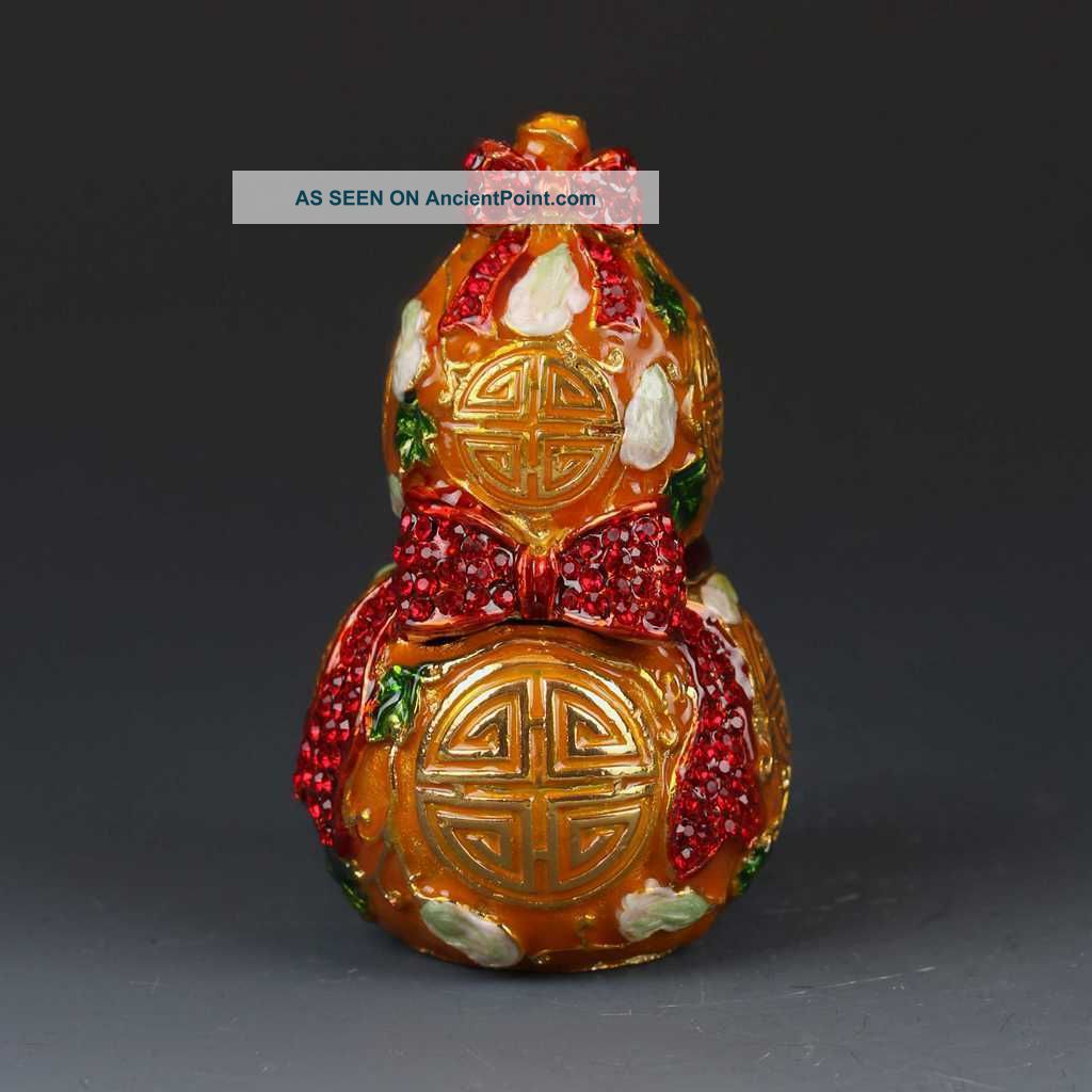 Chinese Cloisonne Hand Carved Gourd Statues G345 Other Antique Chinese Statues photo
