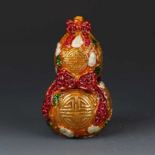 Chinese Cloisonne Hand Carved Gourd Statues G345 photo