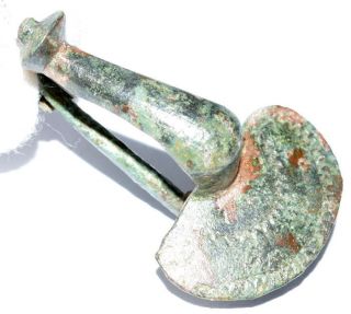 Authentic Ancient Roman Bronze Knee Type Fibula - Lovely Patina - Jk99 photo