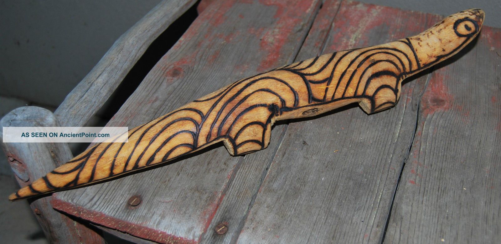 Old Cent Aust Aboriginal Carved Goanna Burnt In Designs Pitjantjatjara Pacific Islands & Oceania photo