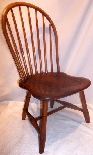 18th.  C Child ' S Windsor Bow Back Chair Signed 