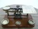 Antique Brass Postal Scale With 4 Brass Weights Scales photo 1