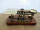 Antique Brass Postal Scale With 4 Brass Weights Scales photo 5